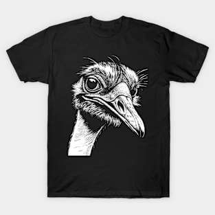 Ostrich head art in linear style T-Shirt